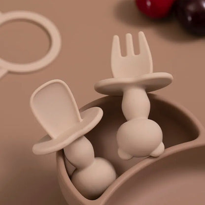 Cartoon Panda Toddler Fork and Spoon Set: Safe and Fun Tableware