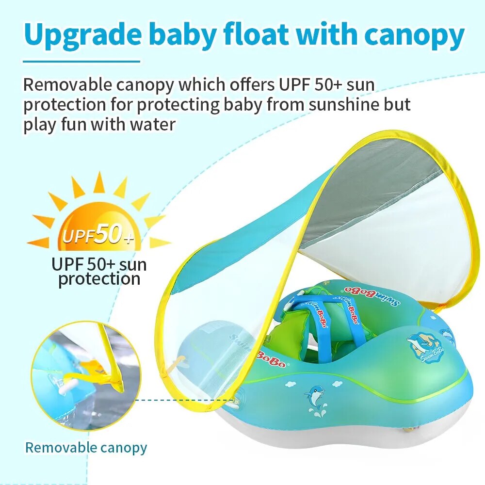 Inflatable Baby Swimming Float with Canopy: Summer Fun!